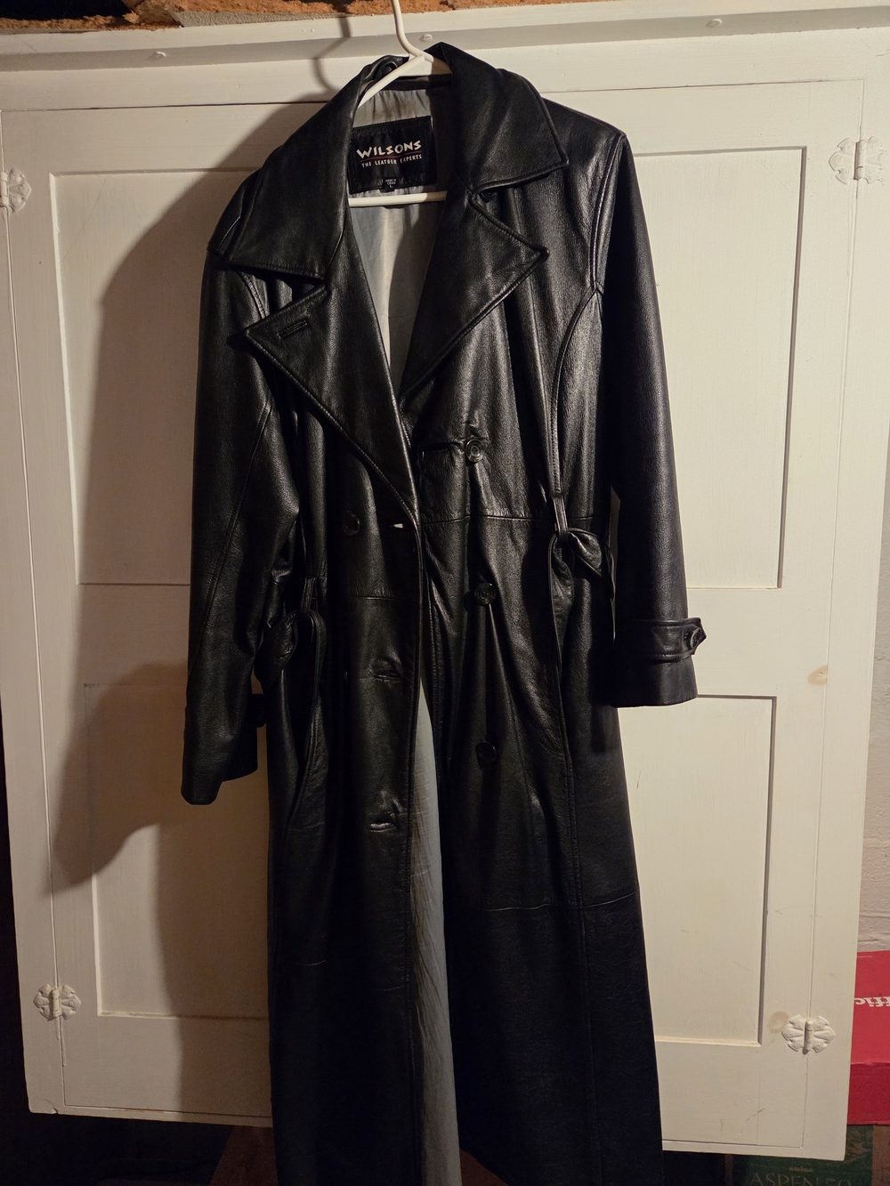 Wilson Black Leather Long Trench Coat